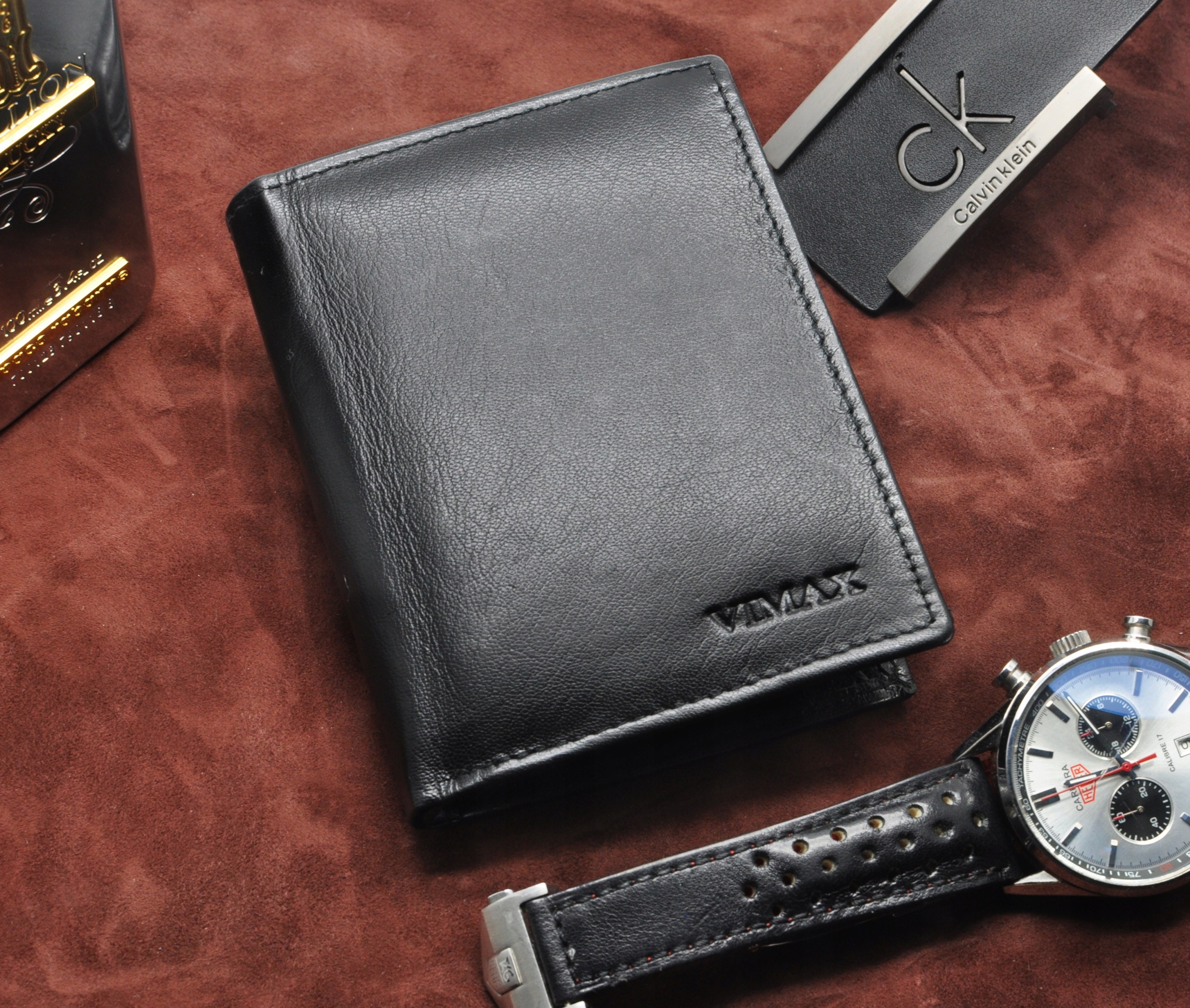 Promesso Zestaw ZE SKÓRY PASEK AUTOMAT I PORTFEL PREZENT PUDEŁKO HANDMADE ! Model 3,5