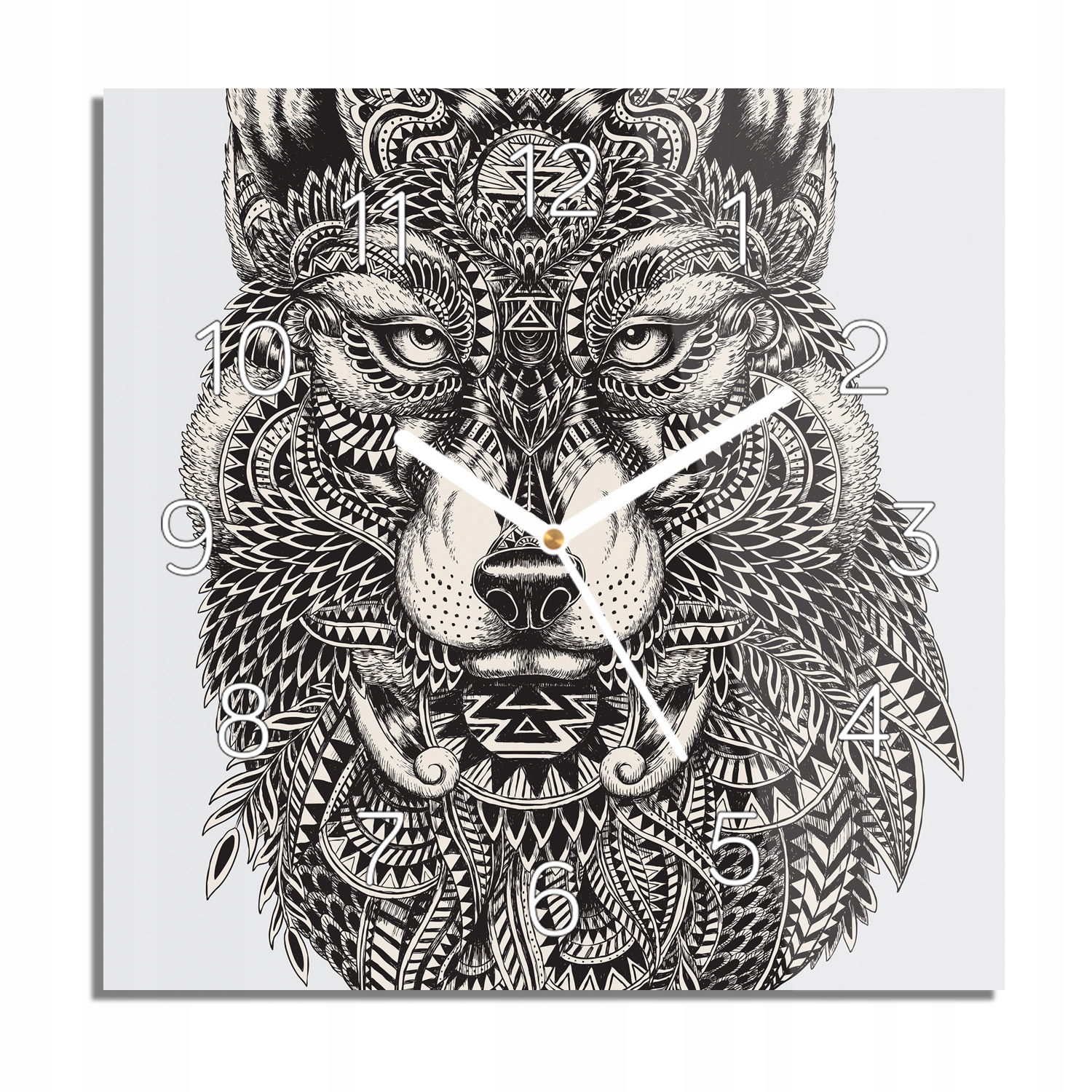 

Wilk głowa grafika zegar szklany do sypialni 30x30
