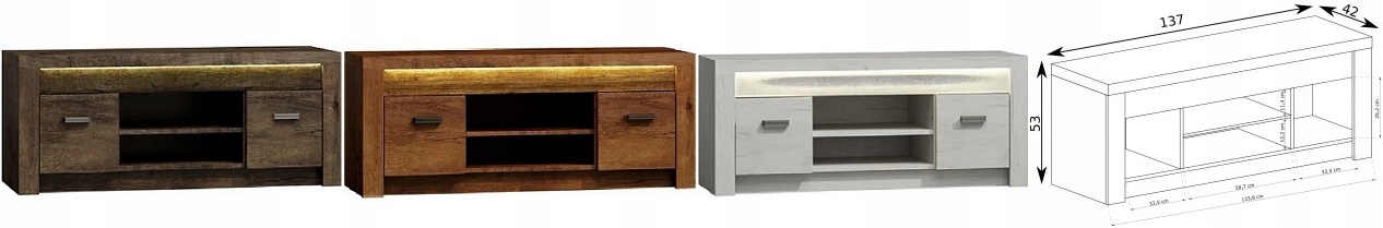 meble stolik tv szafka rtv telewizyjna Indiana 09 Szerokość mebla 137 cm