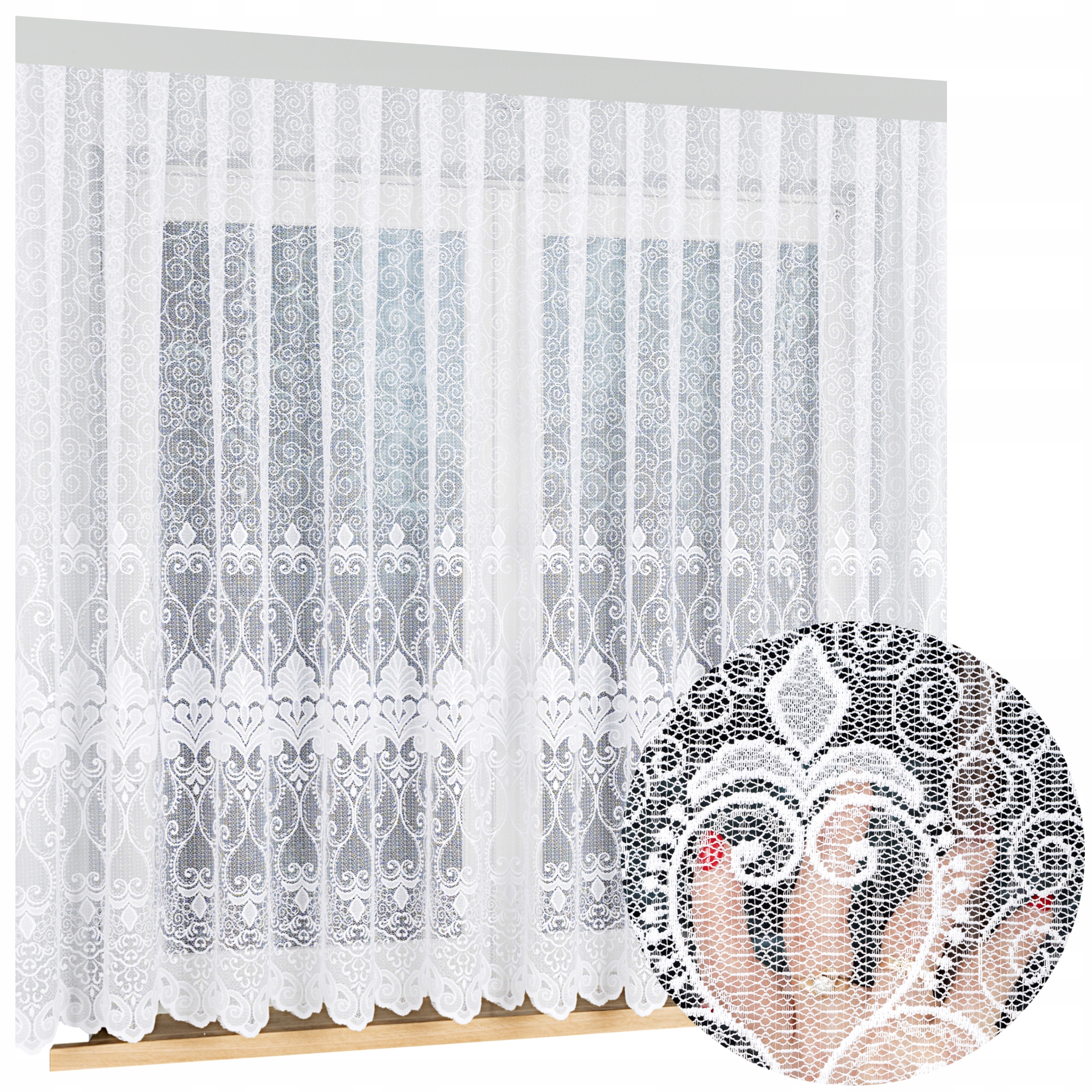 ZASŁONA FIRANA GOTOWA ŻAKARDOWA NA TAŚMIE BEZ PRASOWANIA 400x140