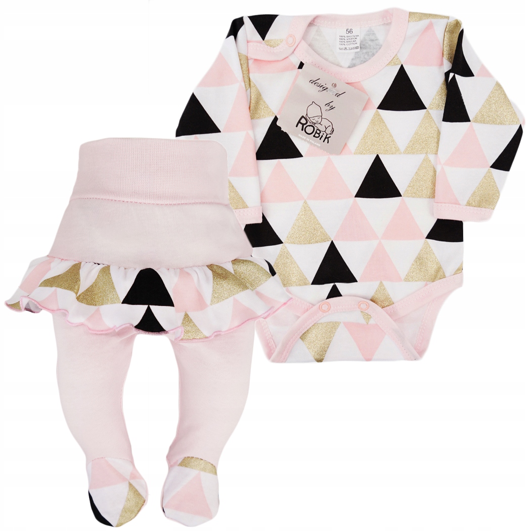 

Komplet body półśpiochy z falbanką r.80 trójkąty