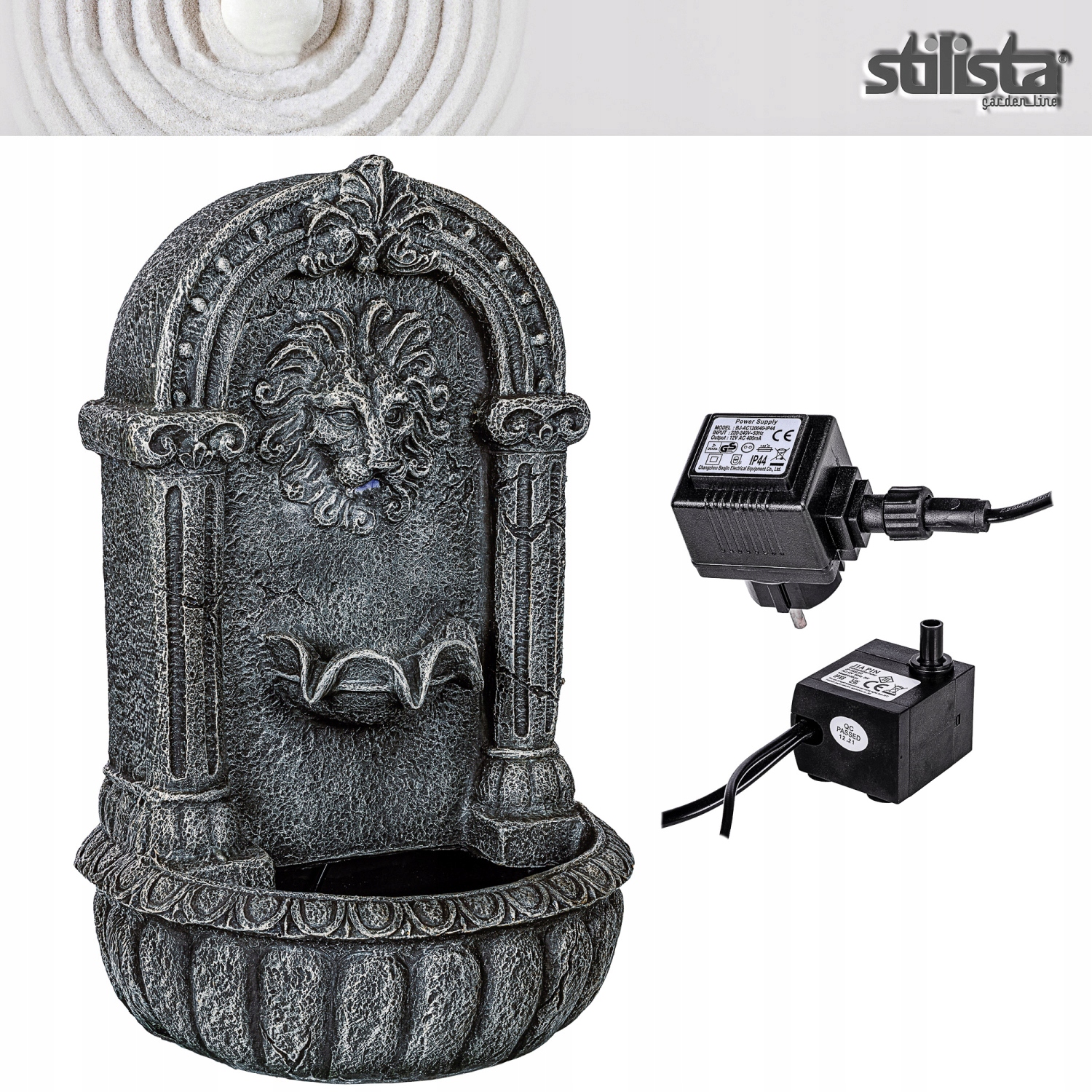 FONTANNA WODNIK OGRODOWA GŁOWA LWA + POMPA Stan opakowania oryginalne