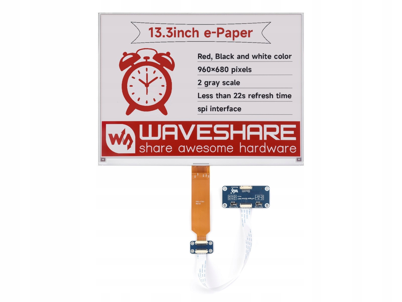 Wyświetlacz e-Paper (B) 13.3″ E-Ink 960×680 - Waveshare 27236