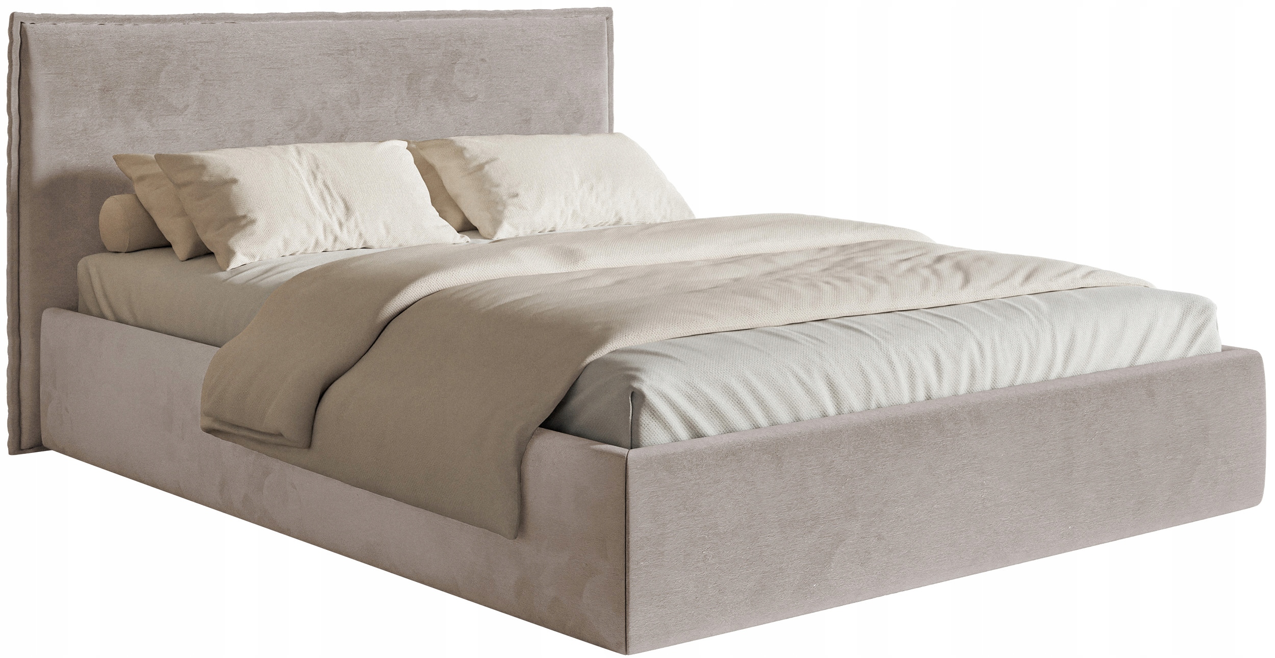 Čalouněná postel 160 x 200 cm Softie Slim s úložným prostorem, šedohnědý velur