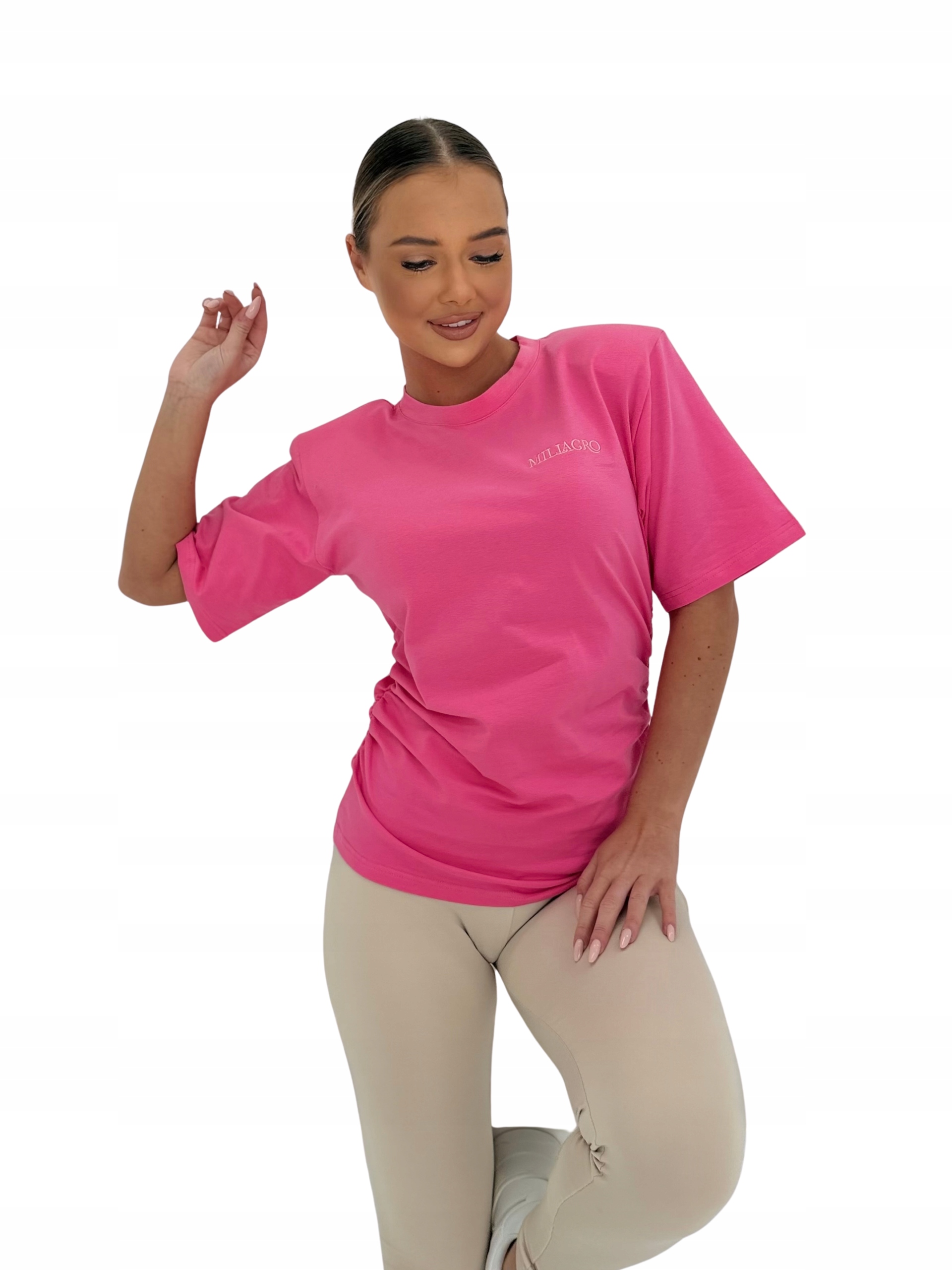 Dámské tričko Millagro s poškrábanými boky, růžová malinová barva