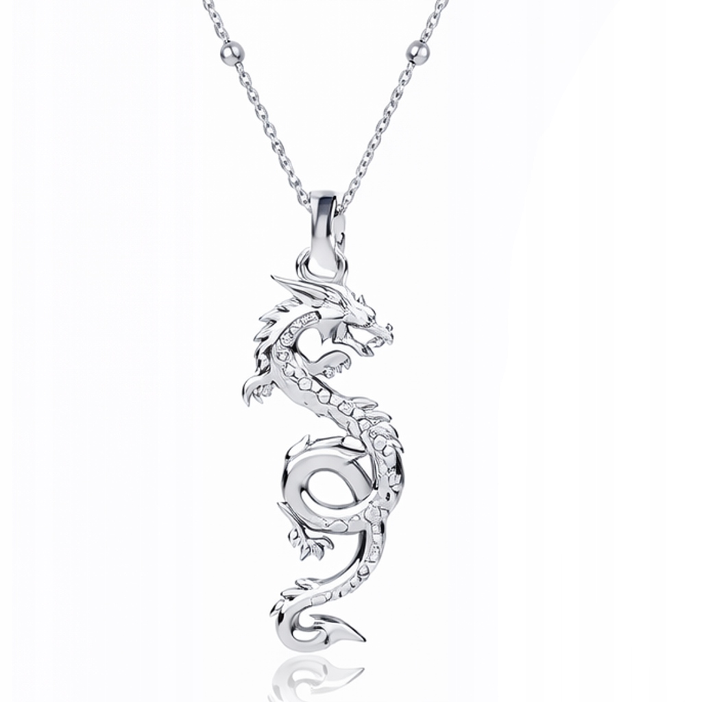 Stříbrný náhrdelník Velký Drak ryzost 925 Amulet síly a ochrany Ideální dárek