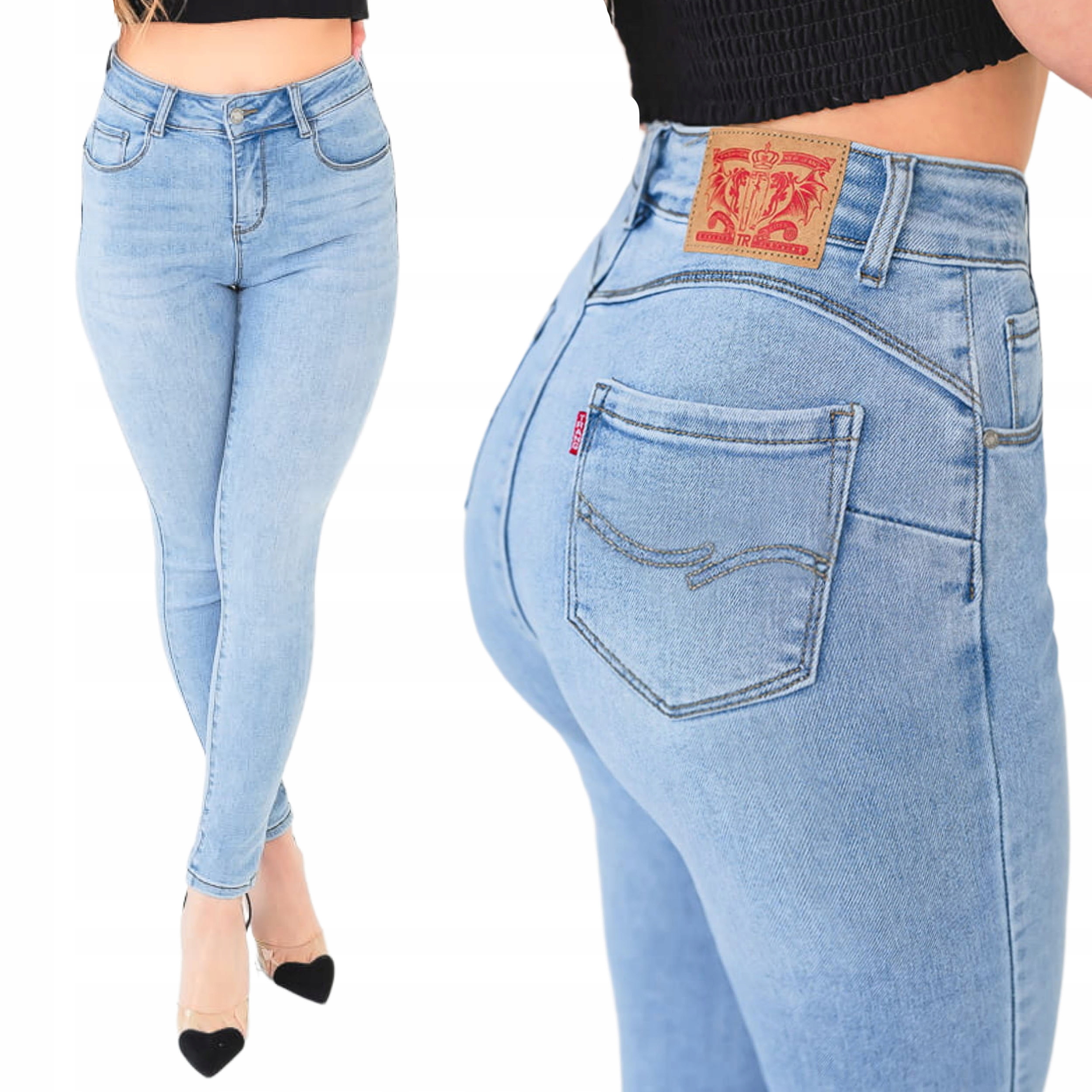 Dámské džínové kalhoty přiléhavé úzké nohavice vysoký pas push up skinny S