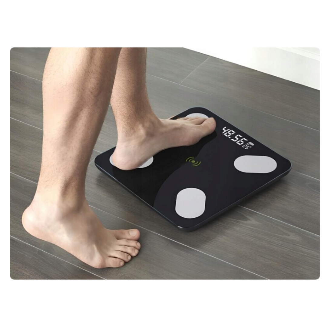 WAGA ŁAZIENKOWA SMART BLUETOOTH INTELIGENTNA ANALITYCZNA 180KG BATERIE Kod producenta smart szklana personalna 12w1 body
