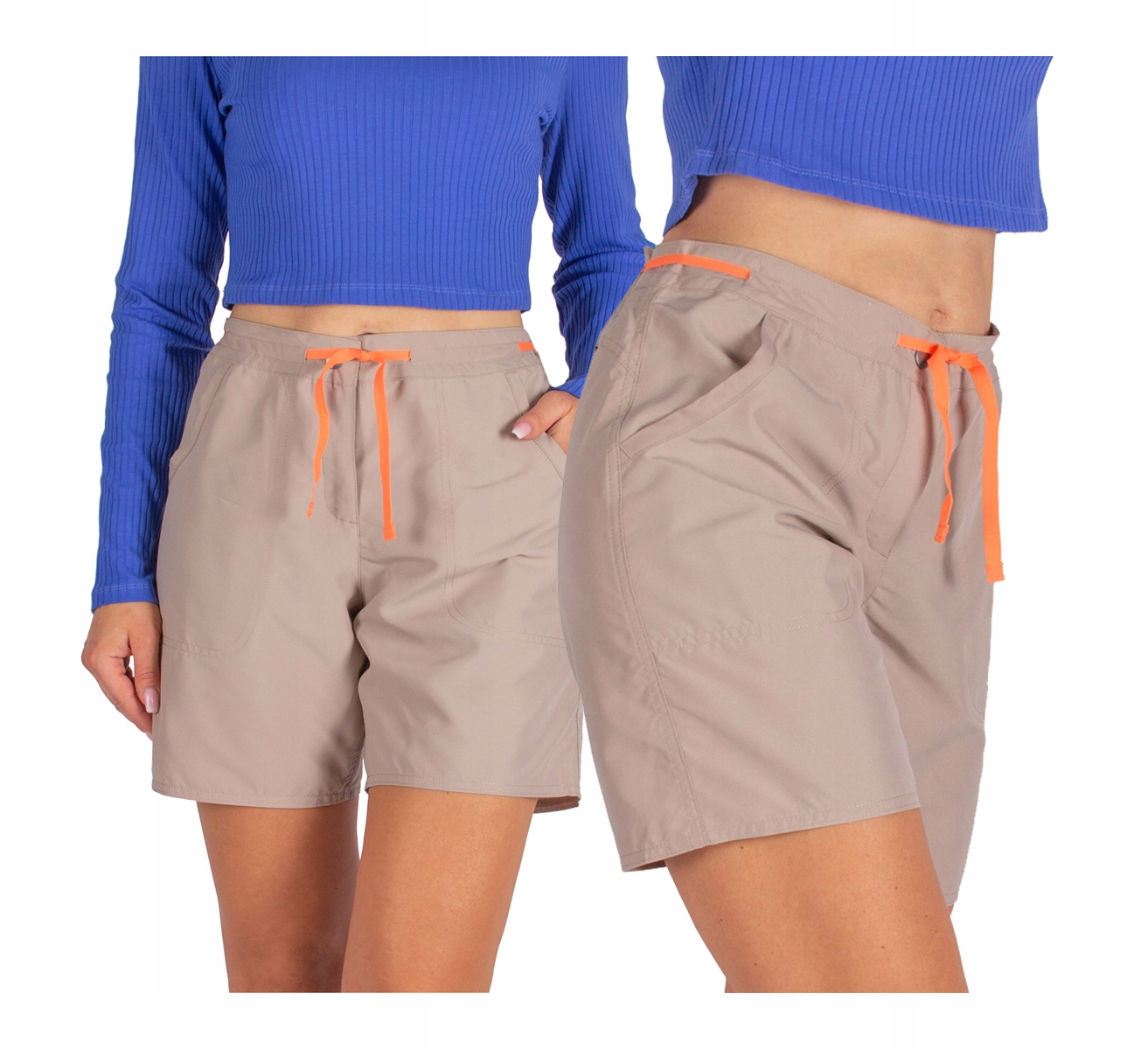 spodenki Sportowe damskie Spodenki Trekkingowe beżowe z kieszeniami 40 L