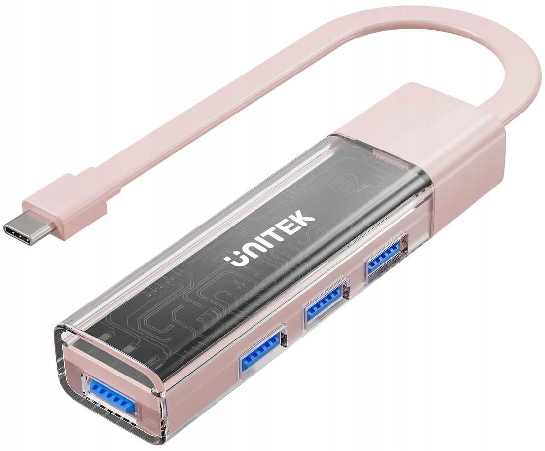 Unitek Hub dwukierunkowy Usb C/usb A 5Gbps różowy