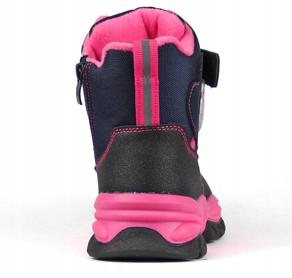 ŚNIEGOWCE DZIEWCZĘCE BUTY OCIEPLANE ZIMOWE WEŁNA FUTERKO RZEPY ODBLASKI 28 Długość wkładki wew. 17.4 cm