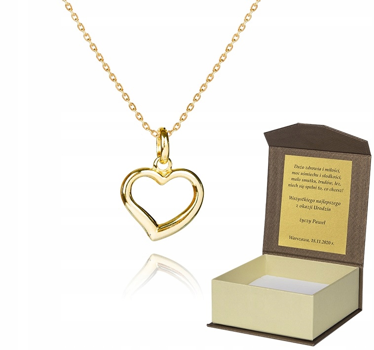 925 Zlatý Řetízek 40 CM Srdce Věnování A4Z74