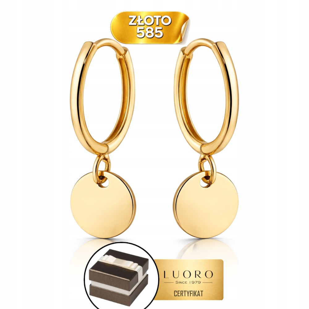 Náušnice Zlaté 585 14K Kroužek Plný Kruh 21 MM Kreol Elegantní