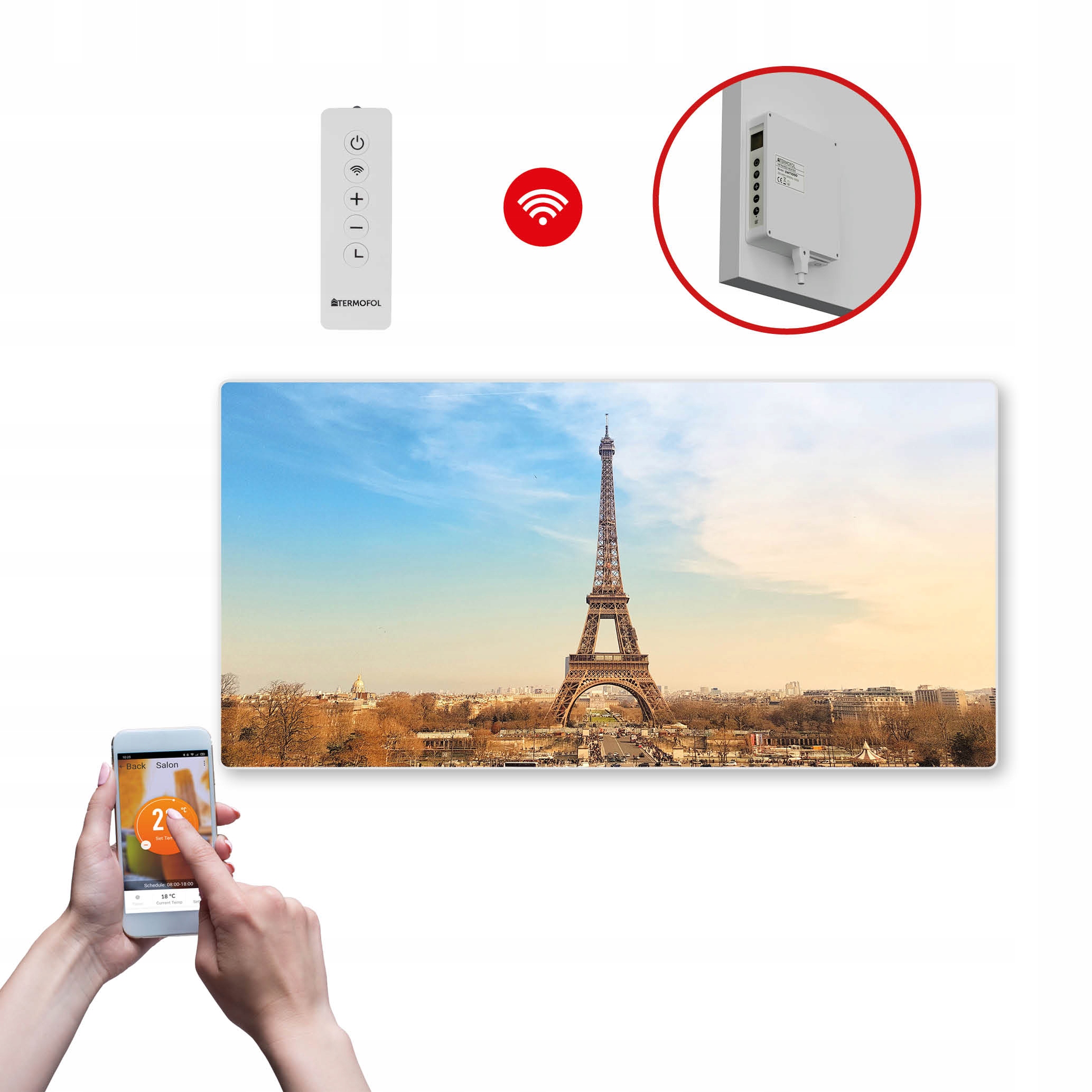 Dekoračný infračervený Ohrievací Panel s výkonom 700 W a Wifi