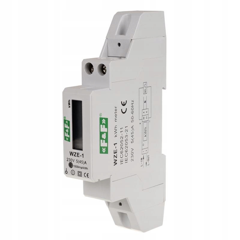 

F&f Licznik Zużycia Energii LCD Na Szynę WZE-1