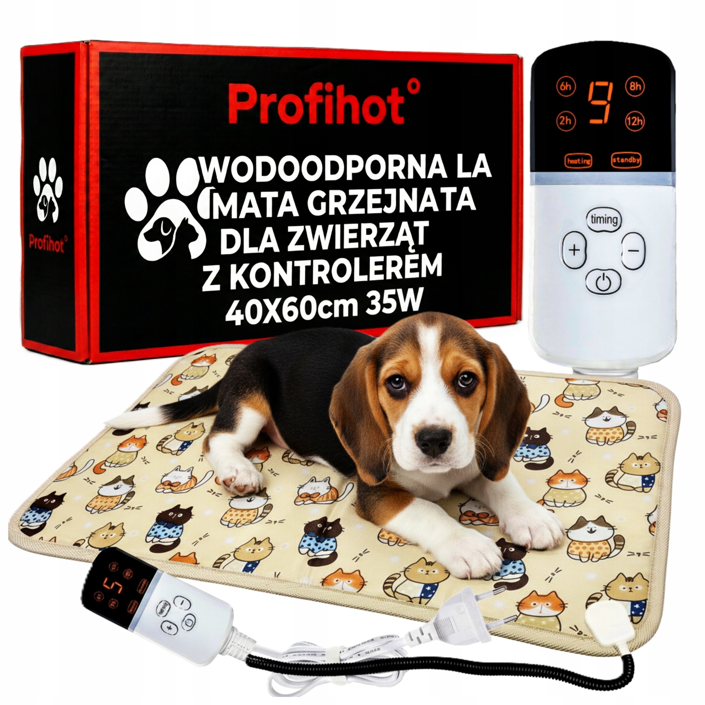 Vyhřívací Podložka Pro Kočky Pro Kočky Voděodolná S Kontrolérem 40x60 35W
