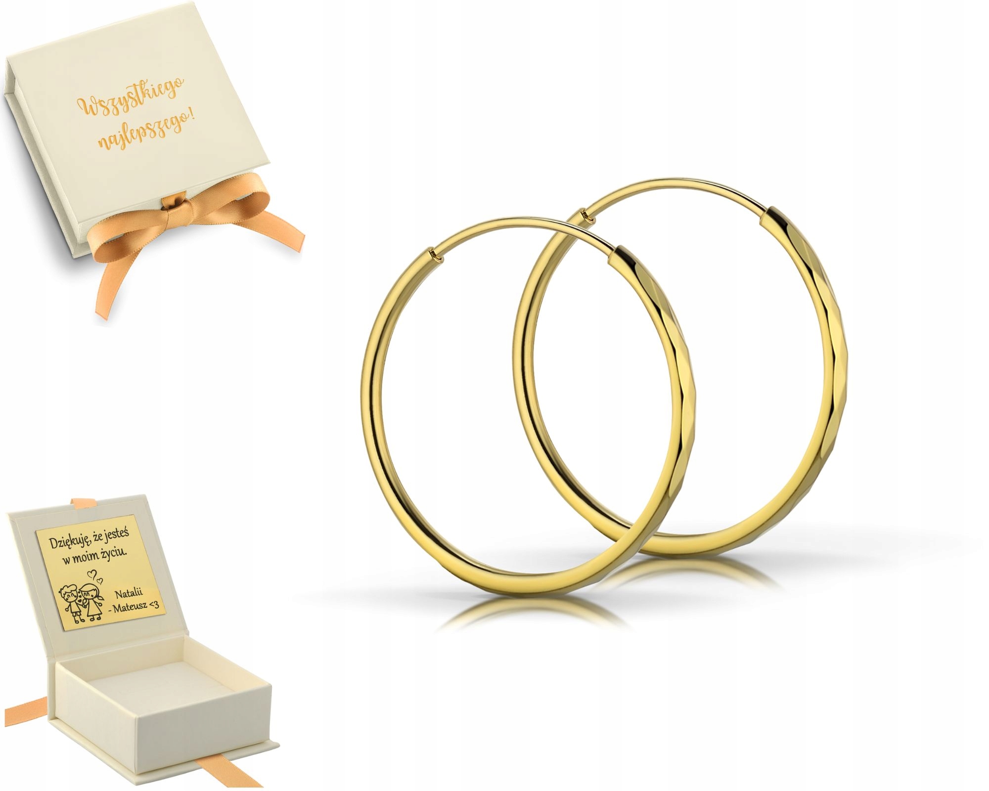 Náušnice Stříbro Náušnice 925 S Diamanty 2,5 CM 25 MM Zlato