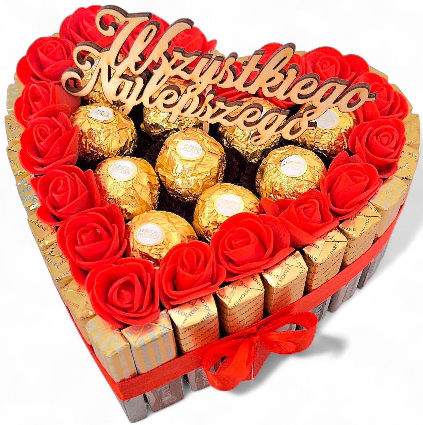 na Dzień Kobiet urodziny zestaw prezentowy ze słodyczy box 20 cm