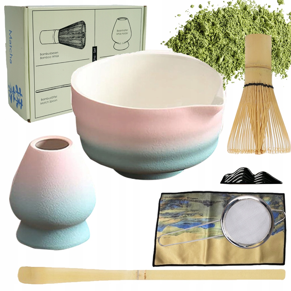 Levně Bambusový Dárková Sada Čaje Matchy Chashaku Šlehací Metla Lžíce 8V1