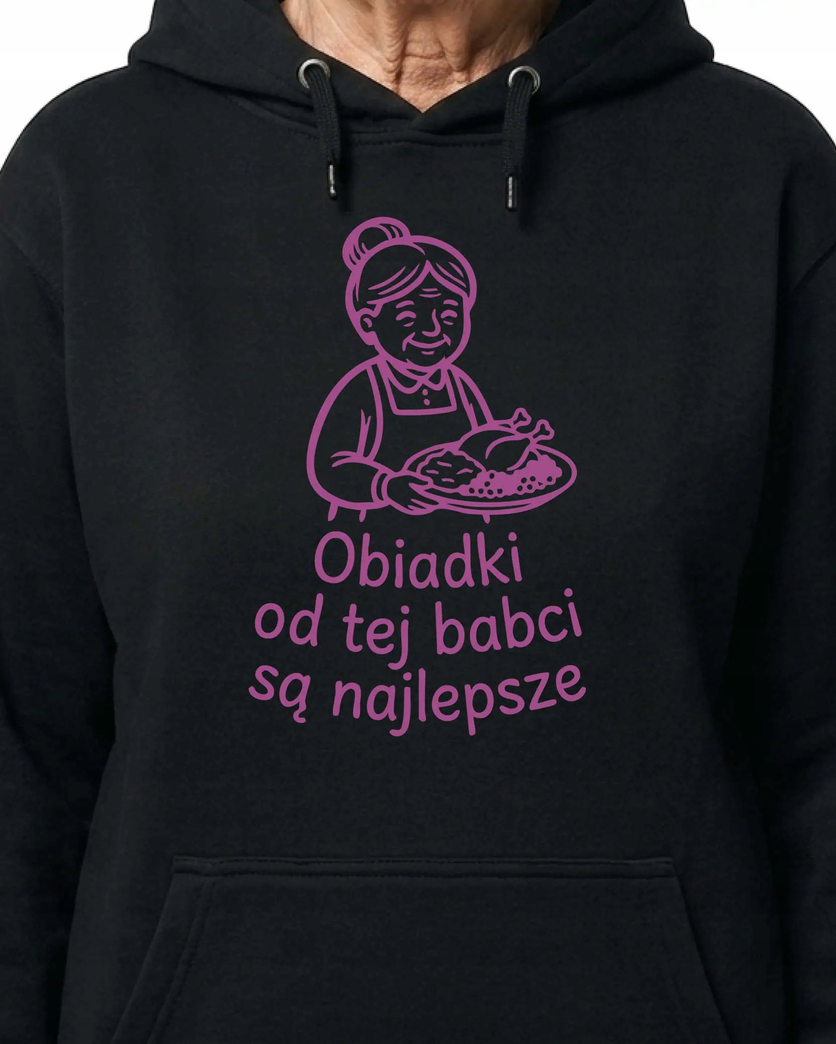 Mikina s kapucí Dárek pro babičku Oběd u babičky Černá M