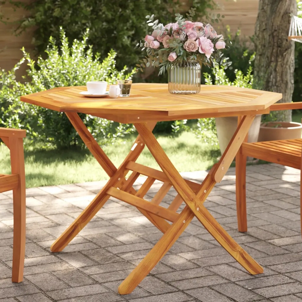 vidaXL Skládací zahradní stůl Ø 110 x 75 cm masivní akáciové dřevo