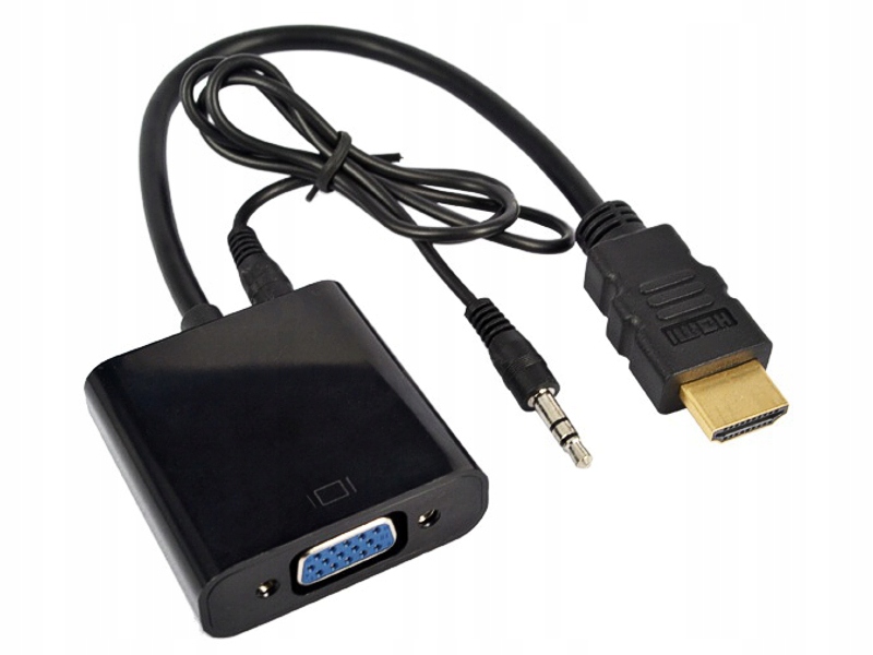 ADAPTER PRZEJŚCIÓWKA KABEL KONWERTER Z HDMI NA VGA + AUDIO MINI JACK