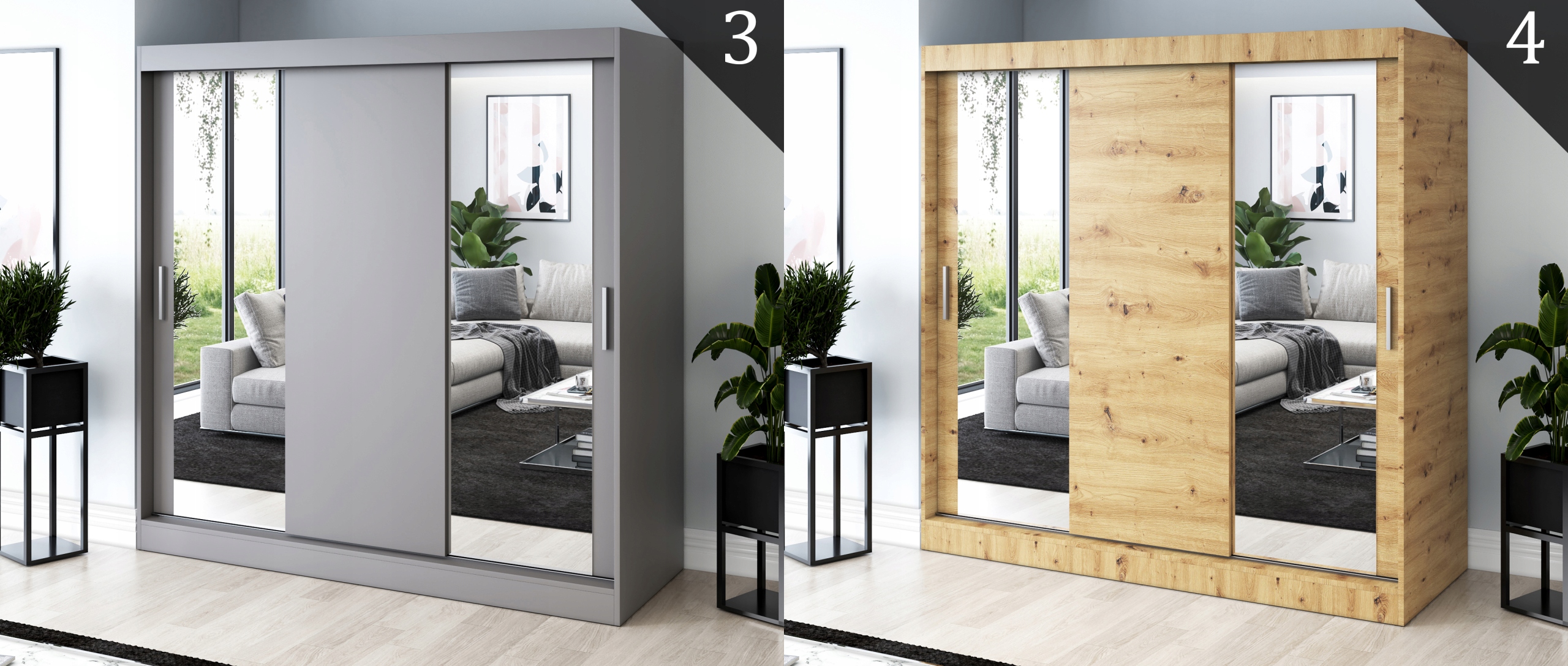 Szafa Przesuwna 200cm Biała- RÓŻNE KONFIGURACJE Kolor mebla biały