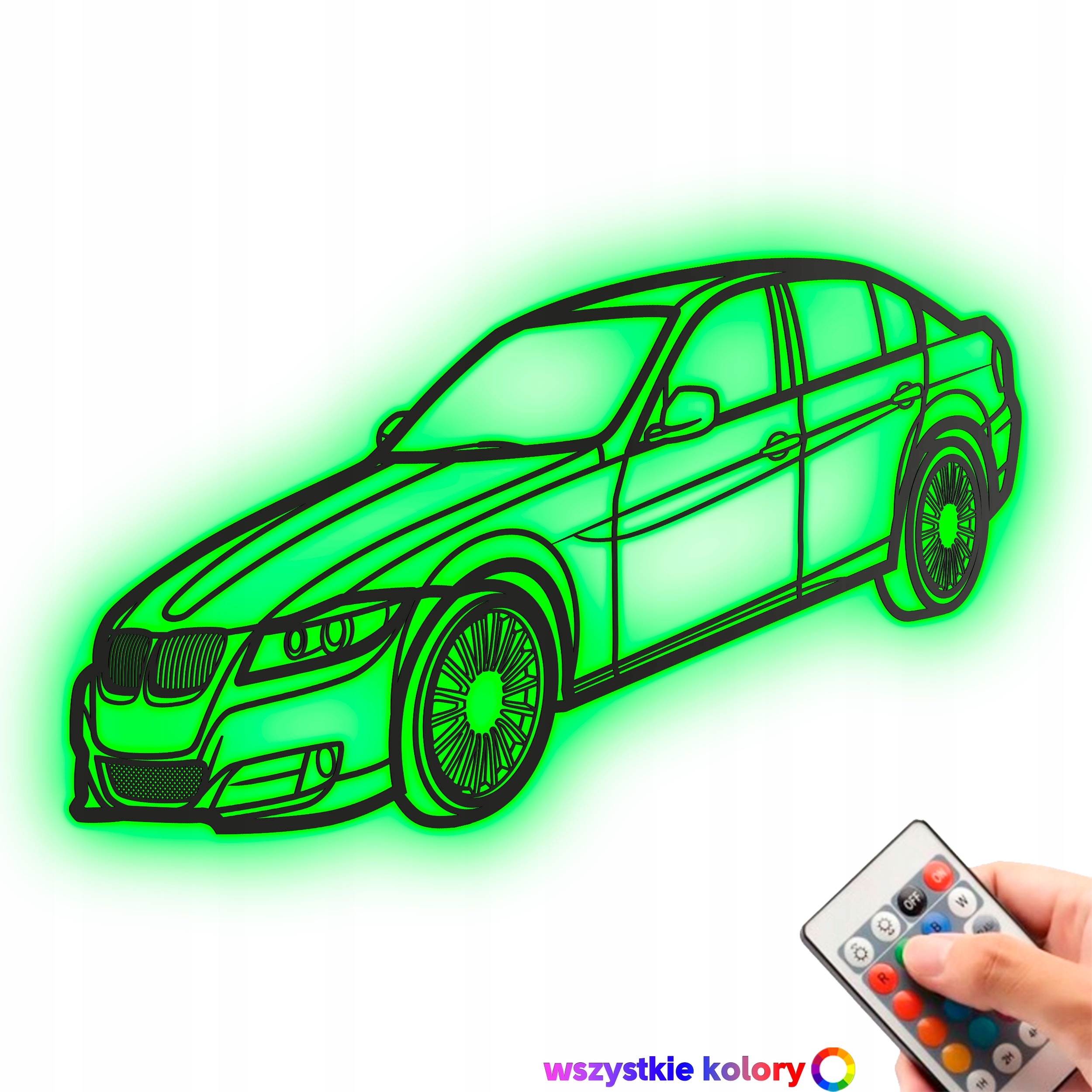 Dřevěný 3D obraz Bmw E90 Nástěnná Dekorace Dárek Noční Lampa Led XL