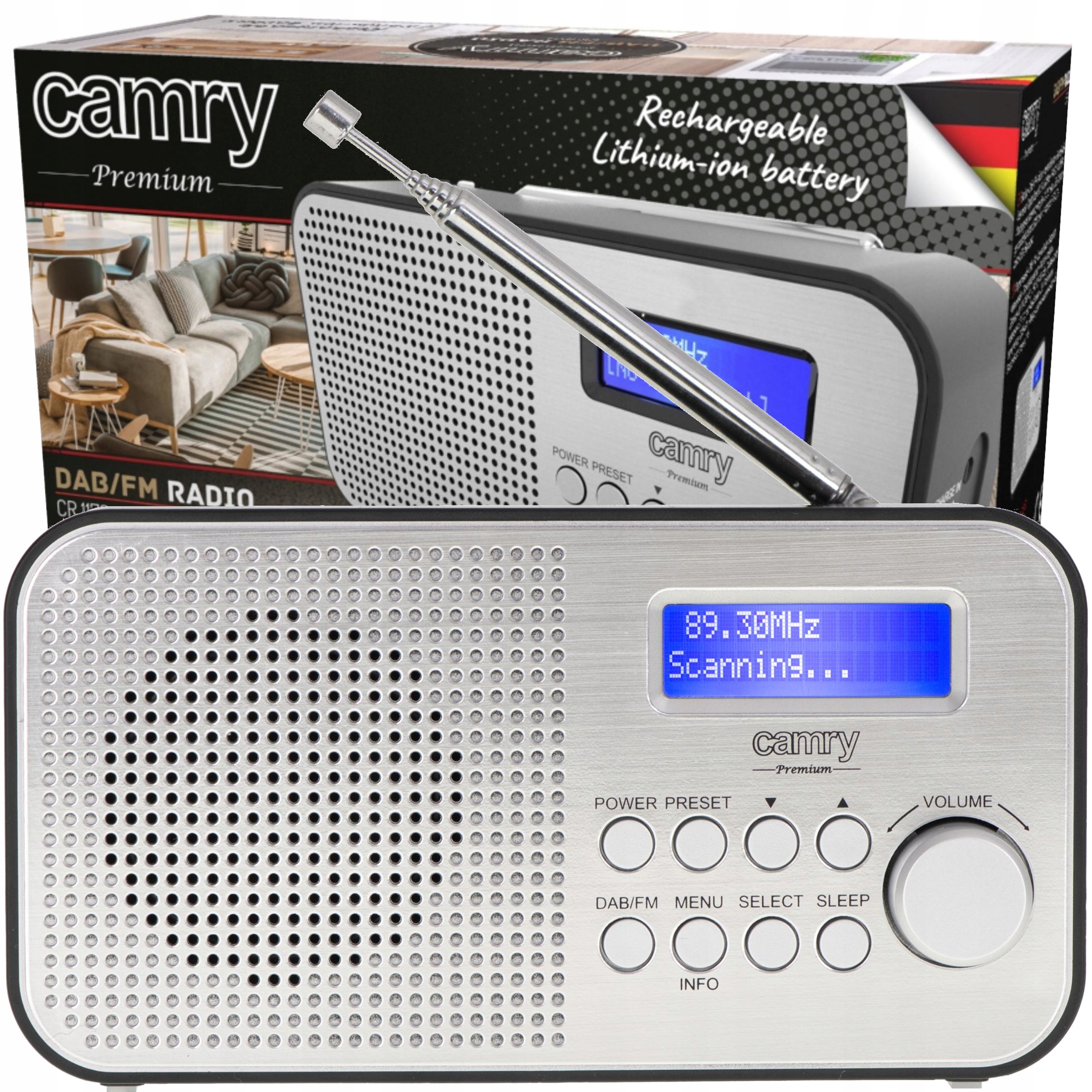Kuchyňské rádio digitální radiobudík Usb Fm Dab Dab+ LCD alarm