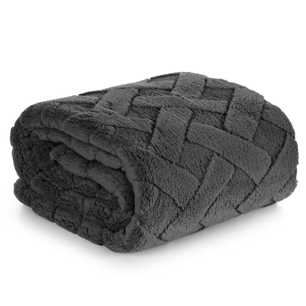 Deka přehozová Caro 170x210 Design91 ocelová, nadýchaná, kostkovaná