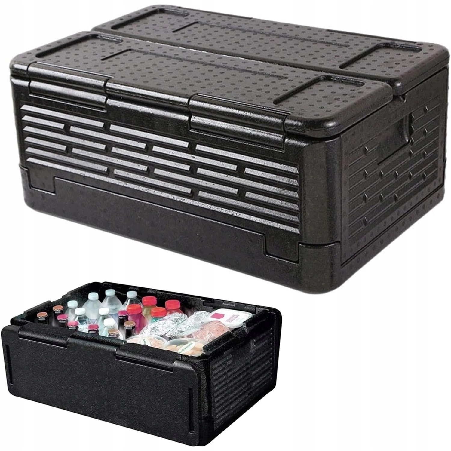 Składana Lodówka Turystyczna Termoizolacyjna 60X41X25 CM Epp Do 15KG Czarna