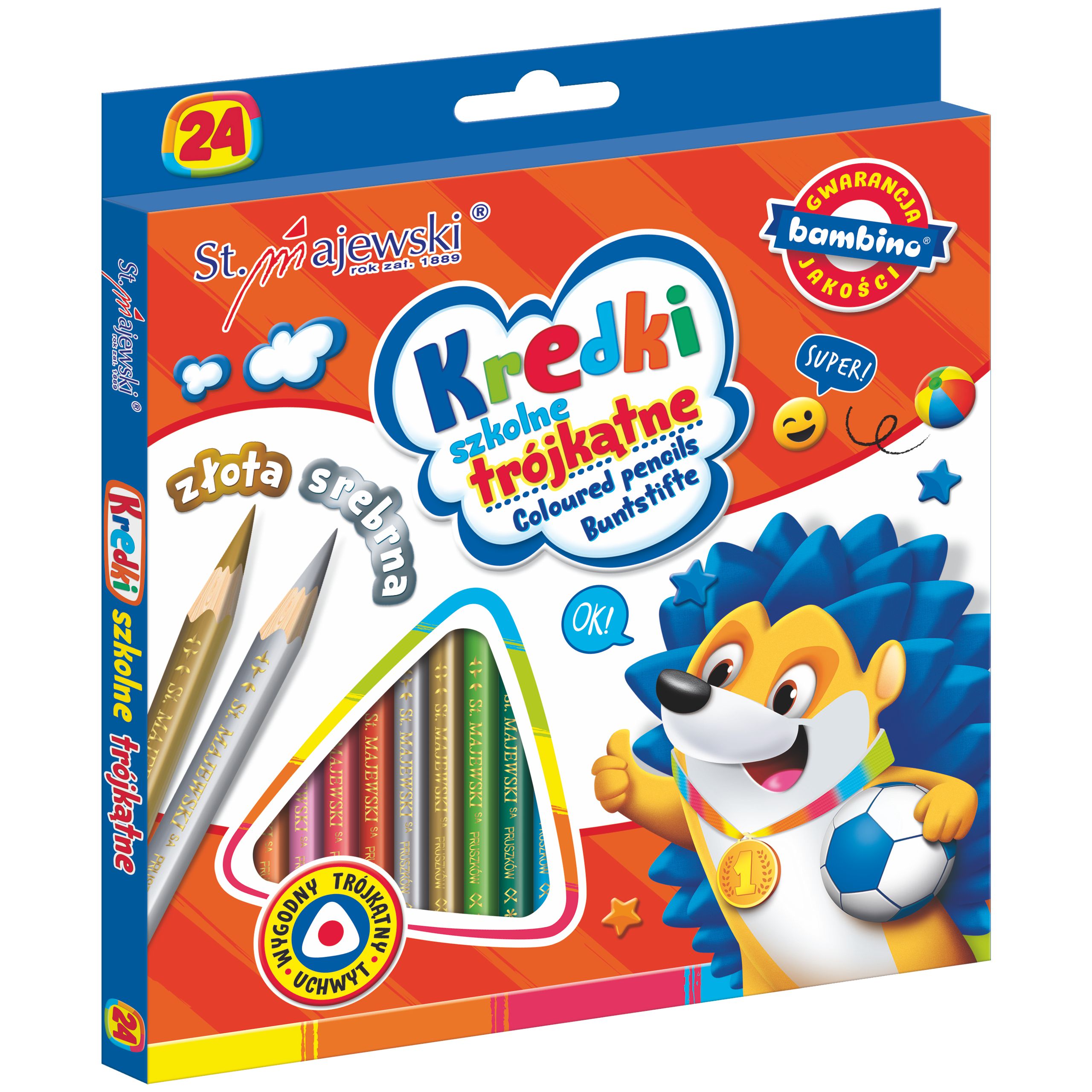 

Kredki Ołówkowe Szkolne Trójkątne Bambino 24 Kol