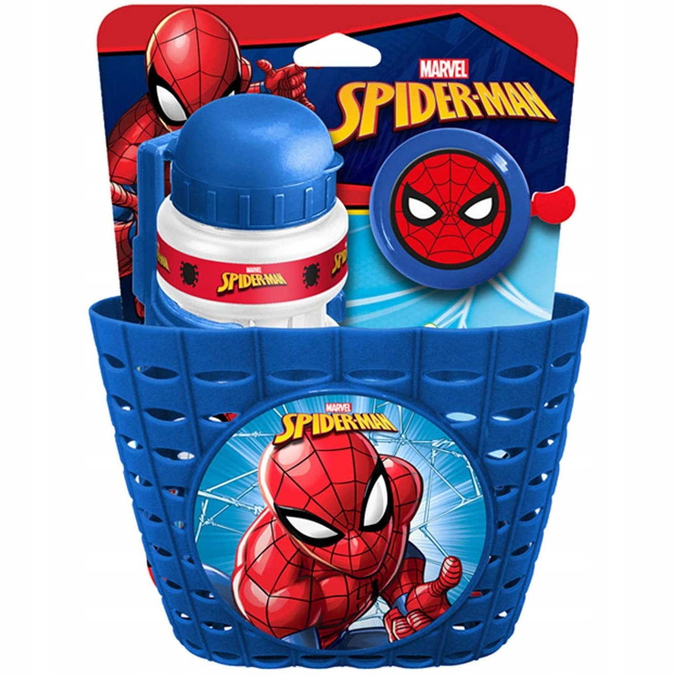 Koszyk Bidon Dzwonek Na Rower Spider-man Zestaw