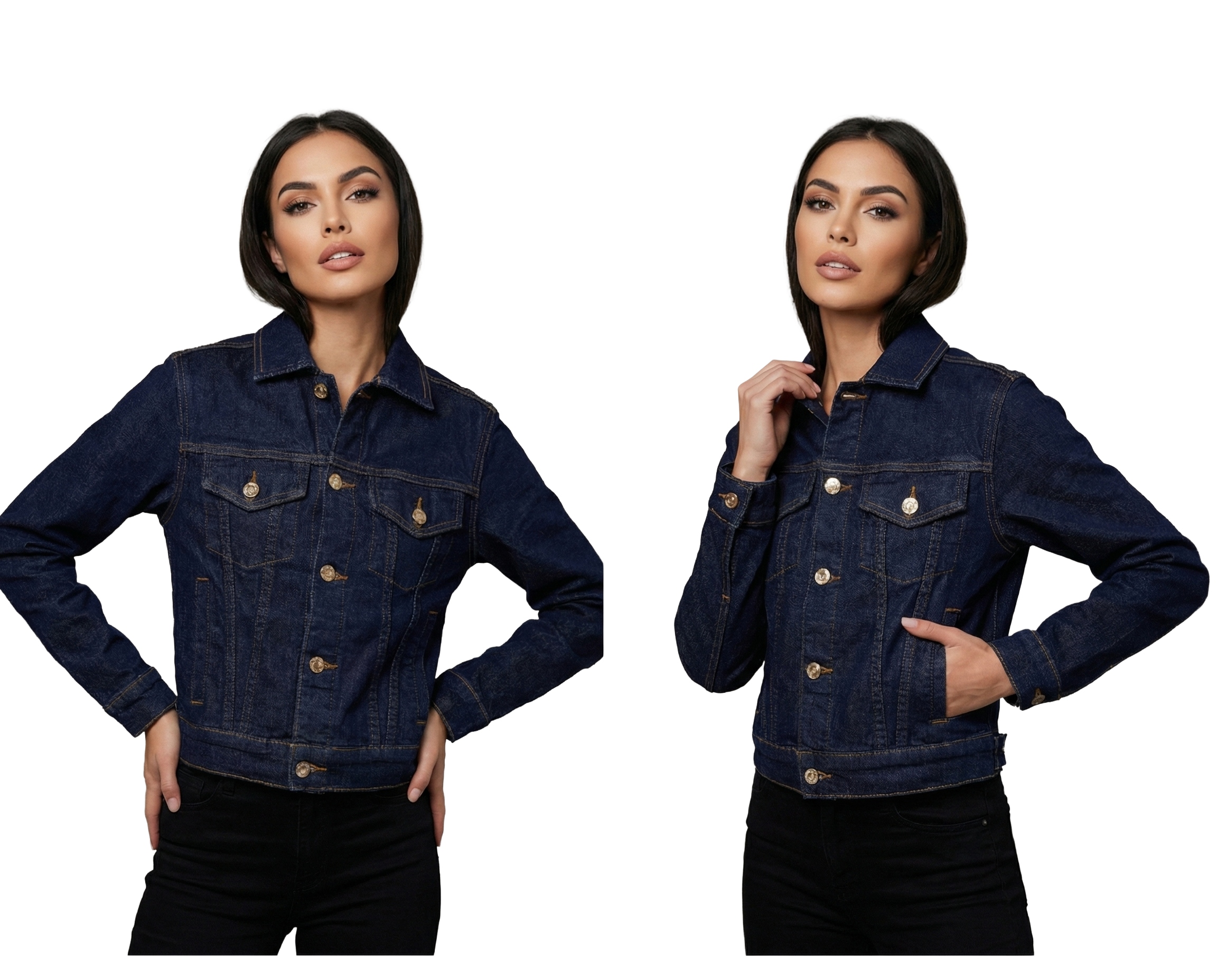 Dámská Džínová Bunda Katana, Pohodlná Na Každodenní Nošení, Krátká, Tmavě Modrá XL