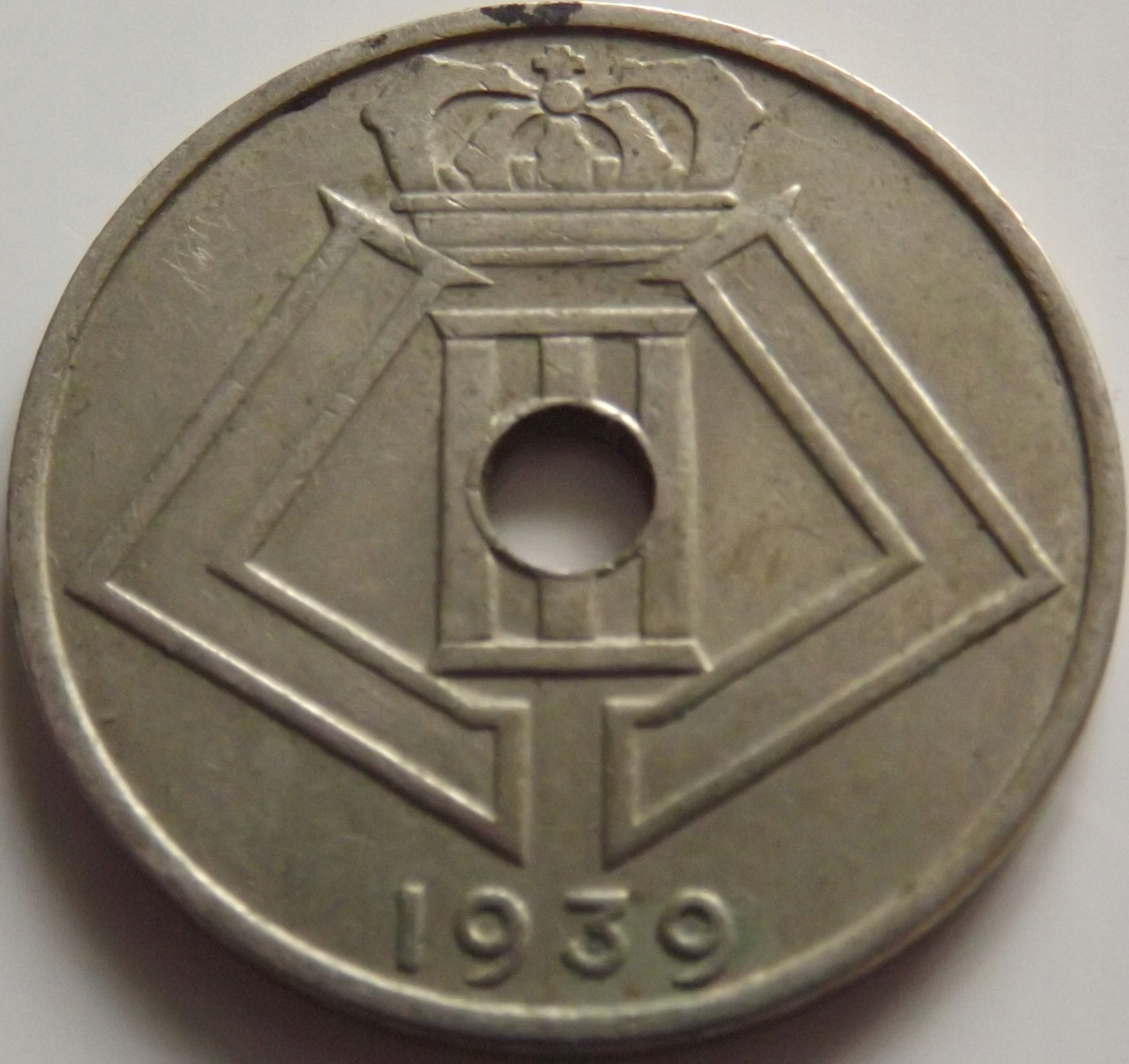 Belgia 25 Centymów 1939 Leopold III st. 2