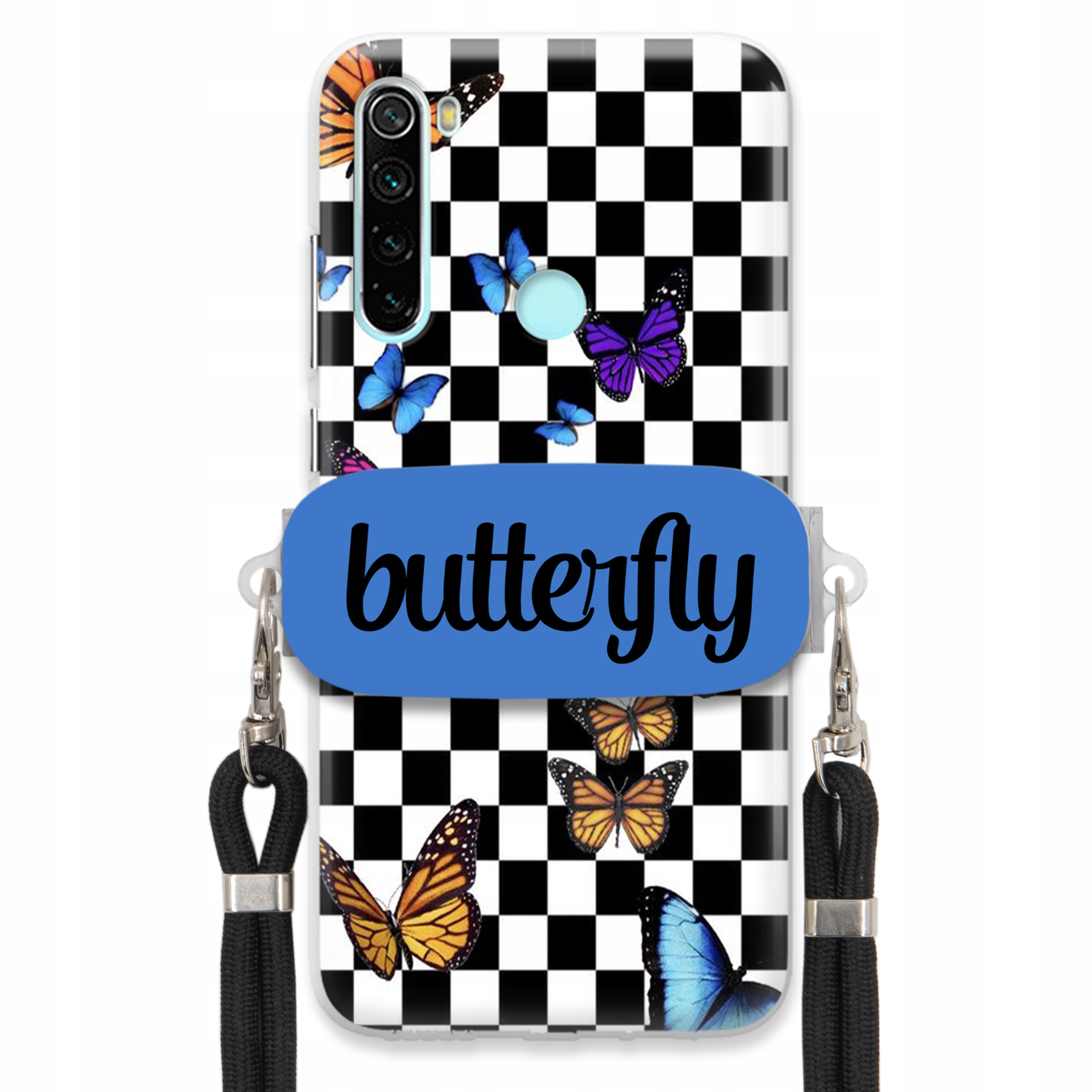 Puzdro Pre Xiaomi Redmi Note 8 Case Obdĺžnikový Držiak Vodítko Butterfly Motýle