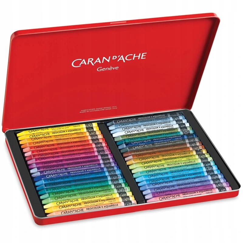Akvarelové voskové pastely Neocolor II Caran D'ache, 40ks v kovové krabičce