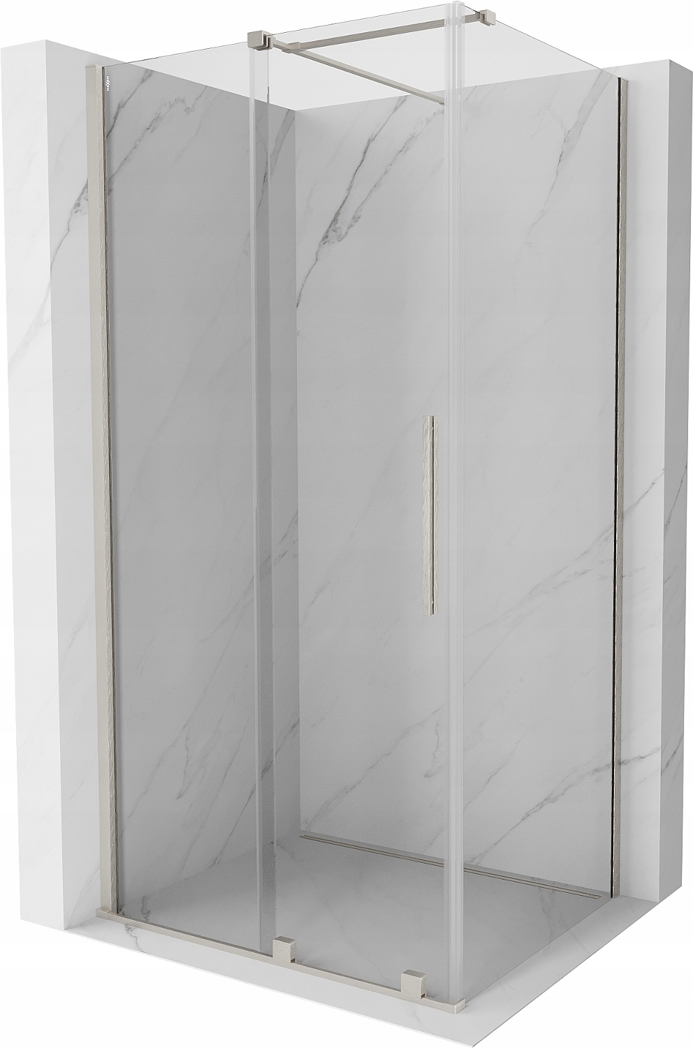 Mexen Velar sprchový kout 110×80, posuvný, čiré sklo, kartáčovaný nikl