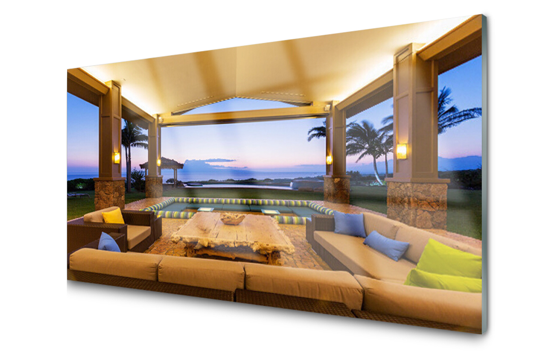 

Panel szklany dekoracyjny Ogród Patio Palmy 100x50