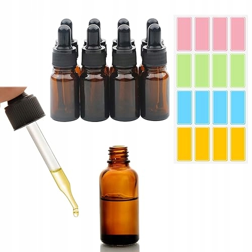 Skleněné Lahve S Pipetou Hnědé Lékárenské Na Olejky 10ML 8KS pro domácnost