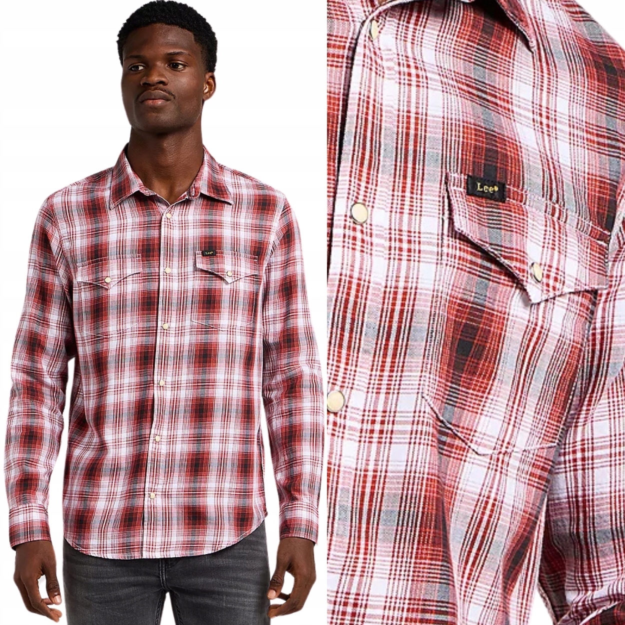 Lee Clean Western Shirt Garnet bavlněná kostkovaná košile s S