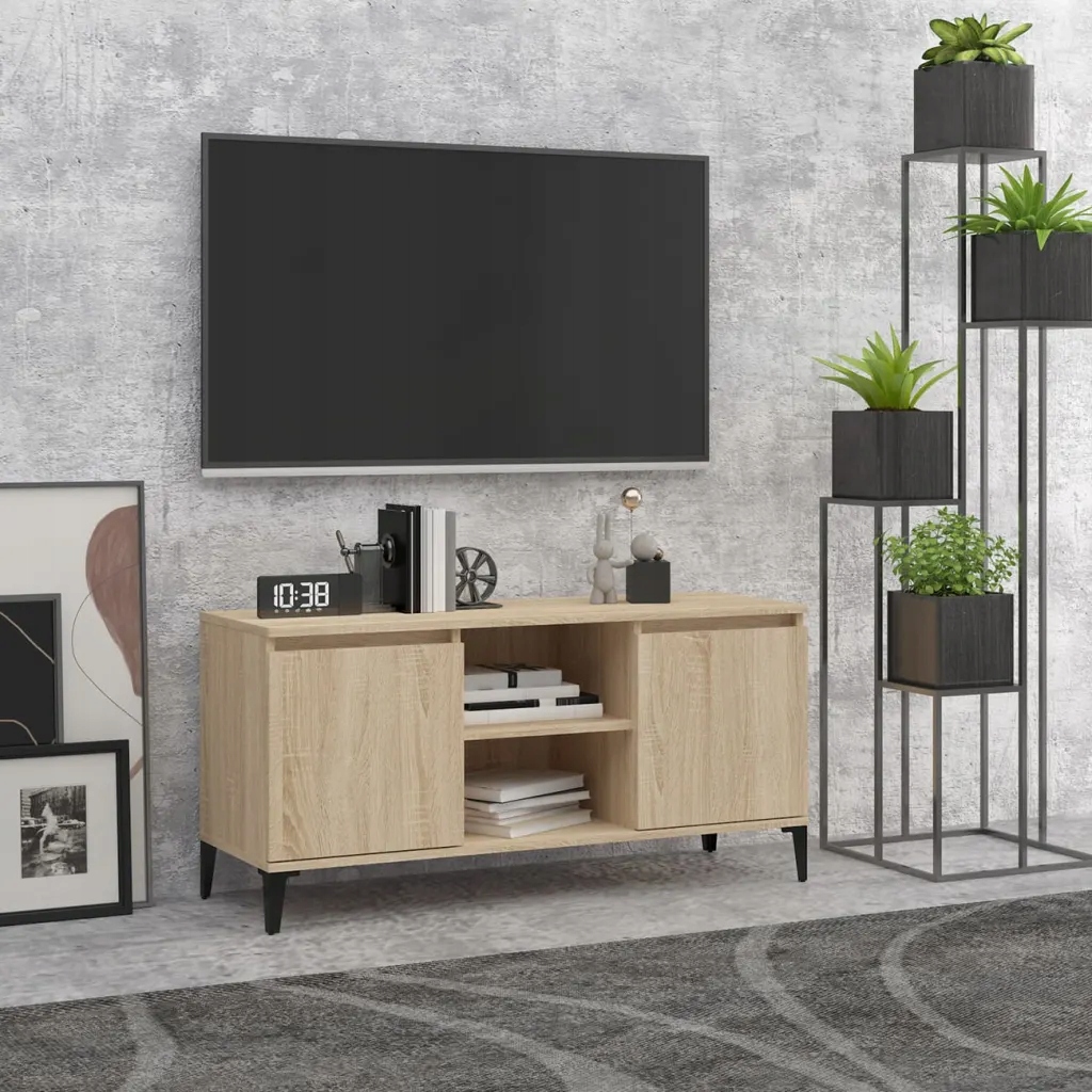 Tv stolek s kovovými nohami dub sonoma 103,5 x 35 x 50 cm Hnědá 805971
