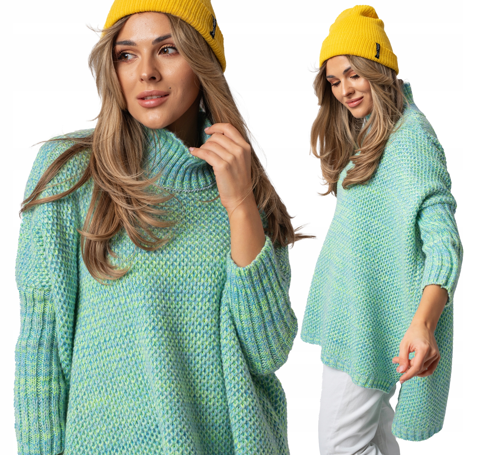 Emily Polské asymetrické Poncho Svetr Oversize s pologolfem Multicolor