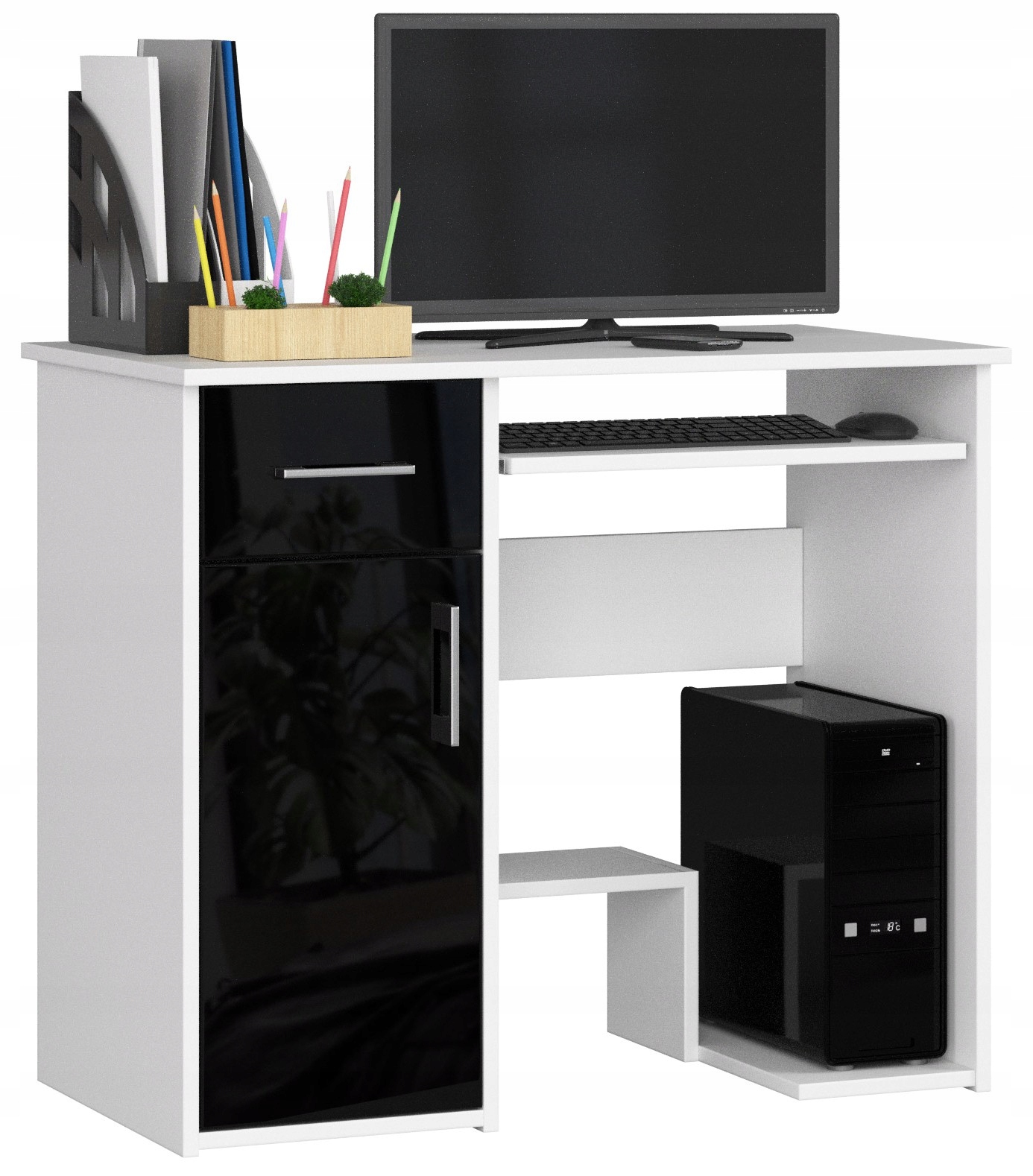 Písací Stôl Jay Pk Biely Čierny Lesk Akd