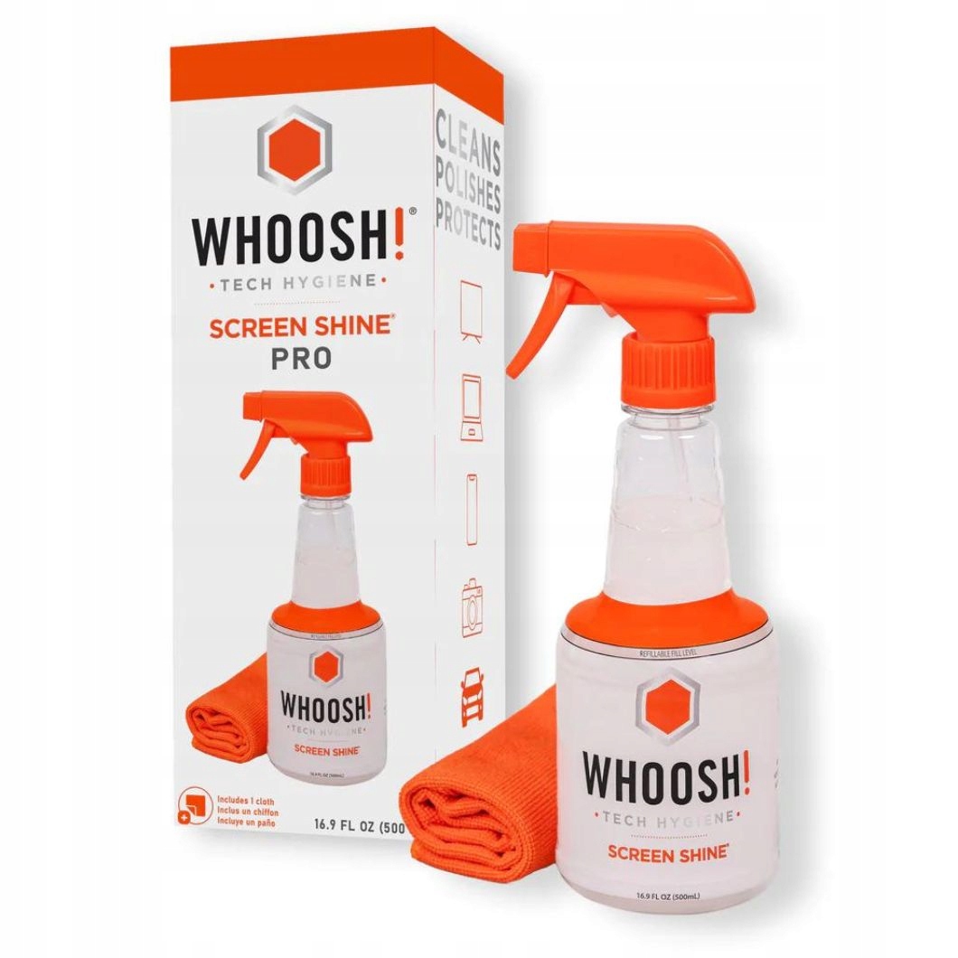 Whoosh 500 ml sprej na čištění obrazovek utěrka z mikrovlákna 35 x 35 cm