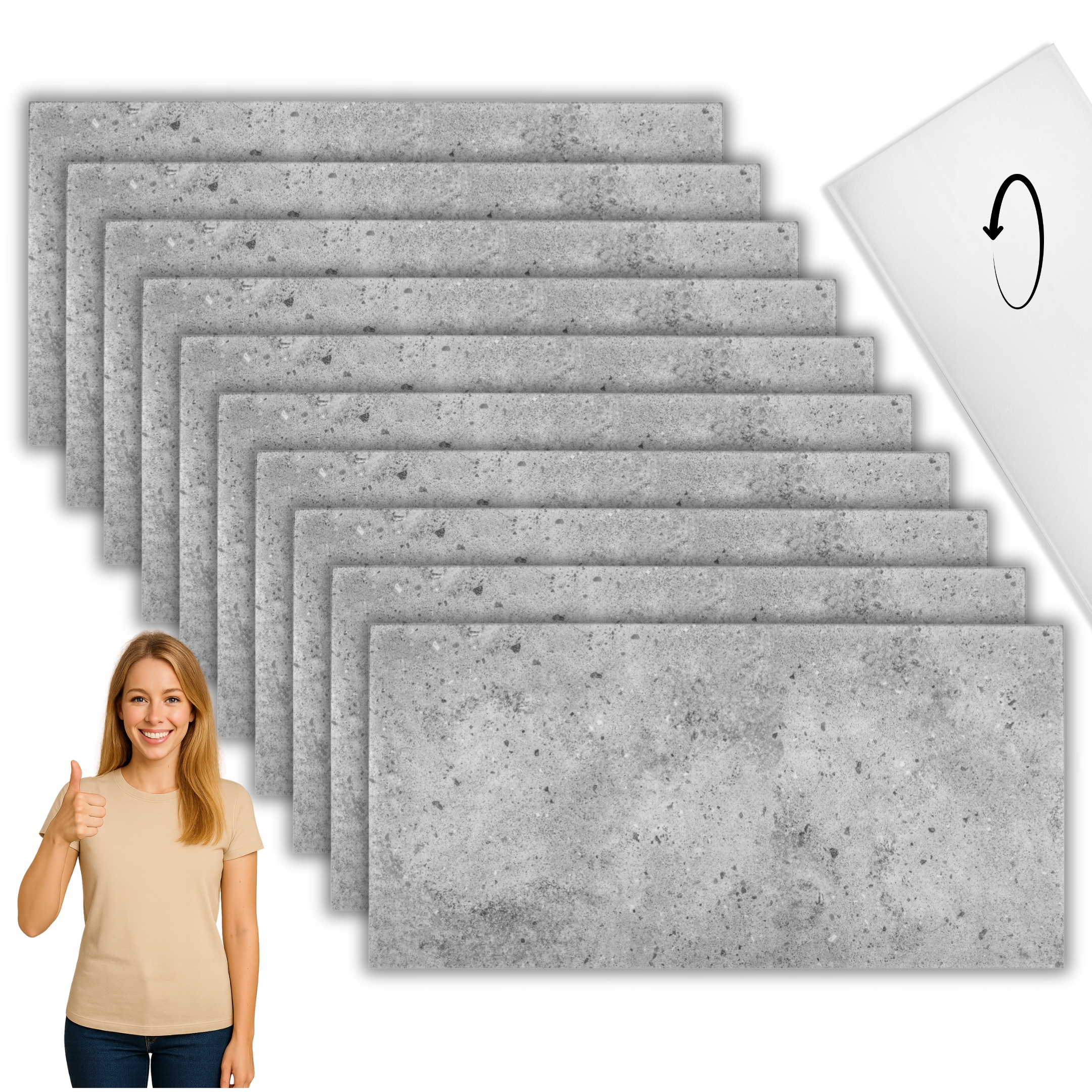 Pěnová panelová deska Lehká imitace efektu Betonu Světle šedá 107XL 10 ks