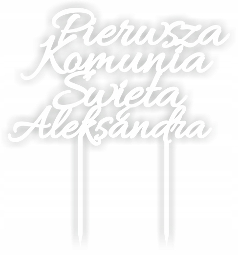 

Biały topper tort Imię Pierwsza Komunia Święta