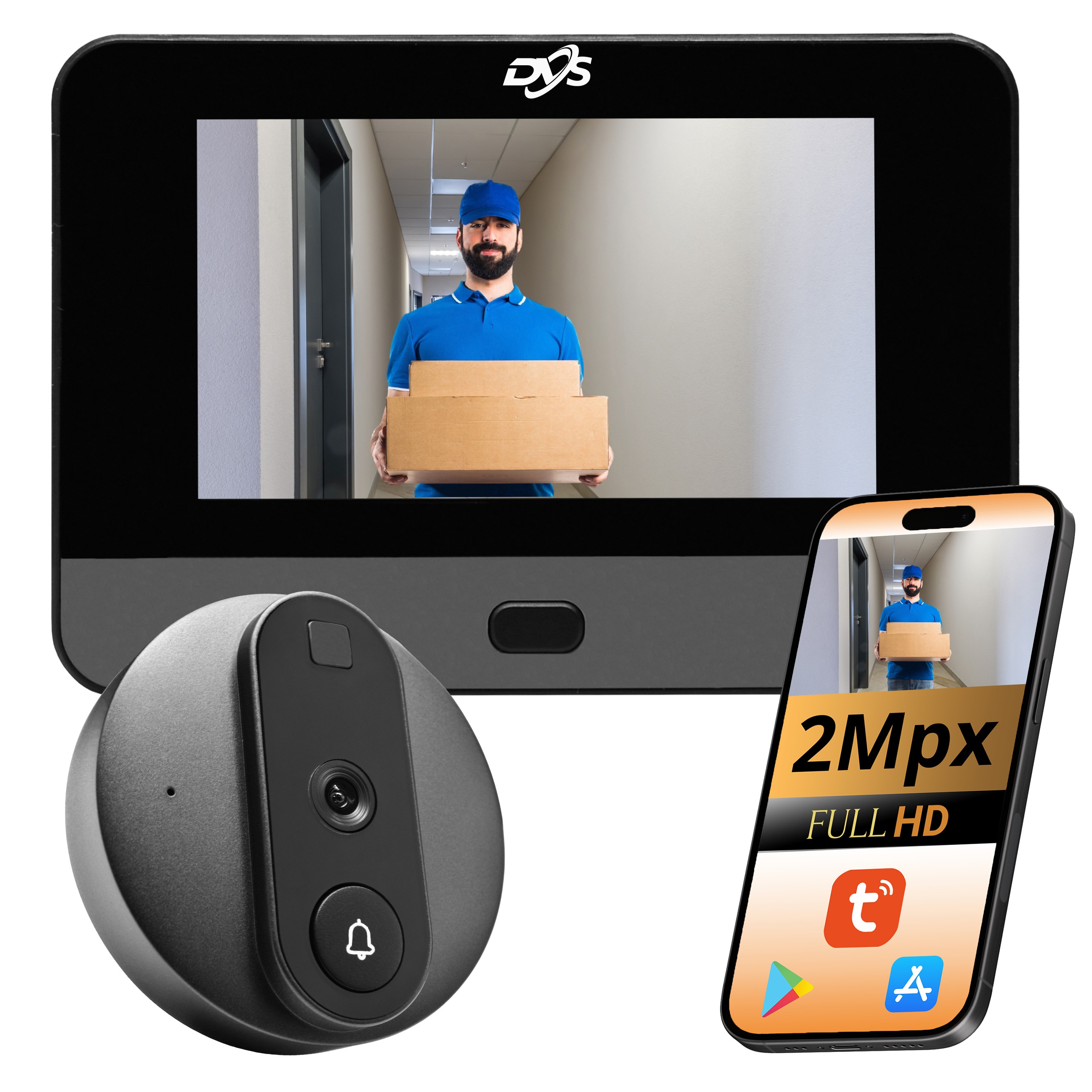 Kamera Kukátko pro dveře WiFi Elektronický monitor 4,3 Tuya DVS-VDV165MS-T
