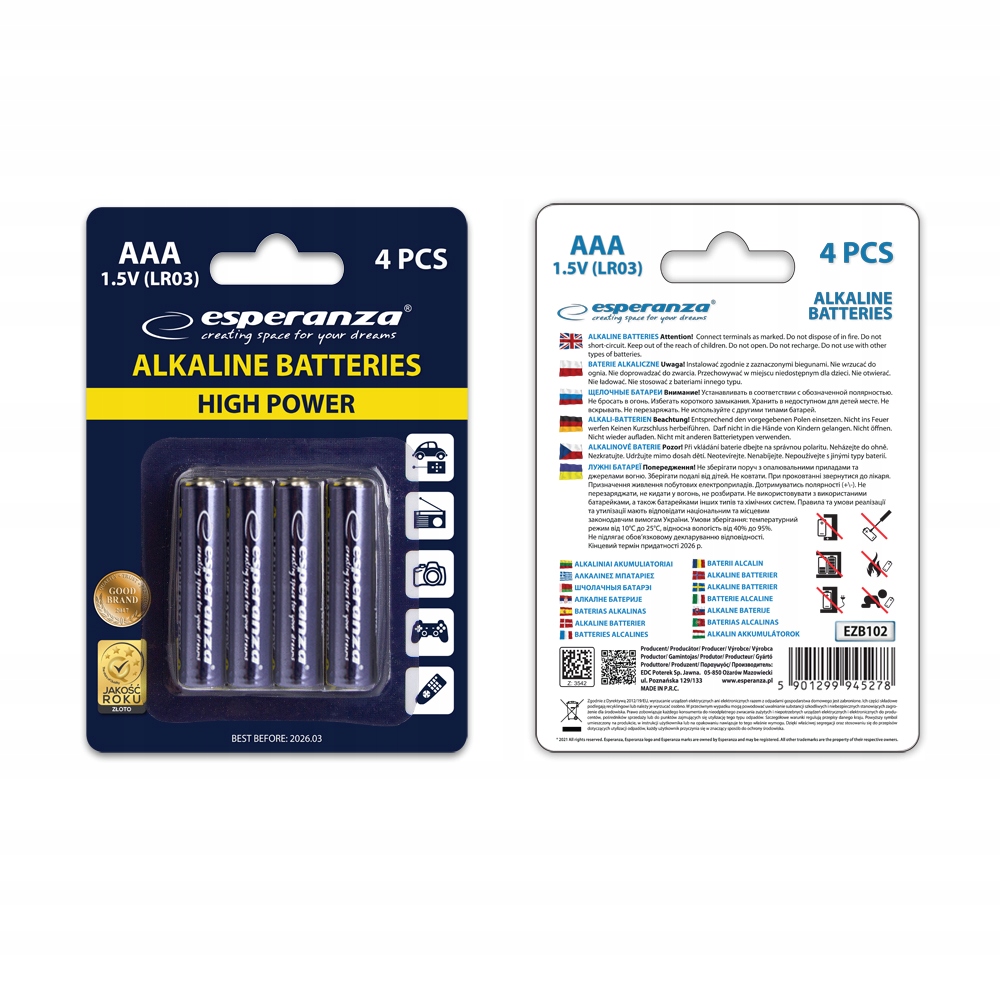 

Esperanza Baterie Alkaliczne Aaa 4SZT