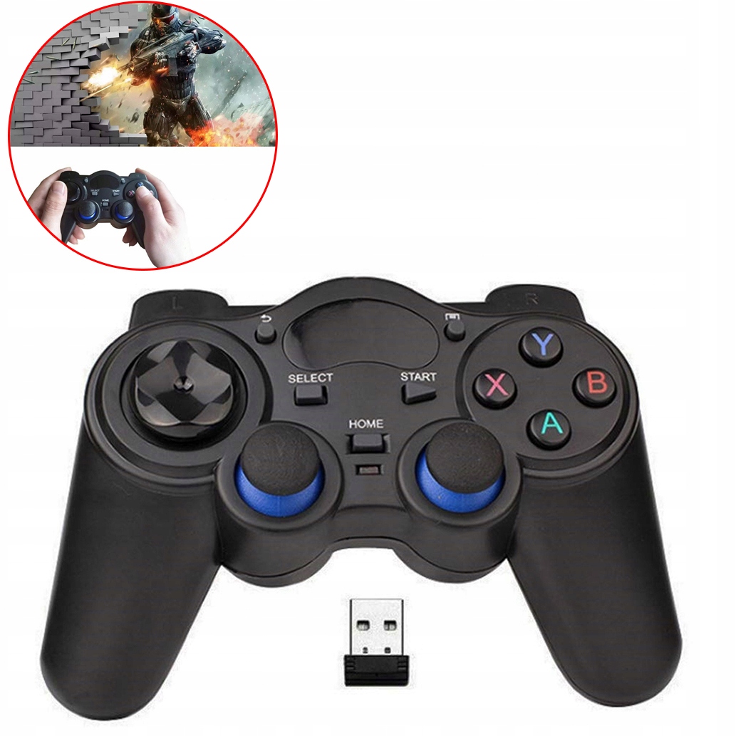 Bezdrátový Gamepadový Ovladač Usb Pro Pc PS3, Černý